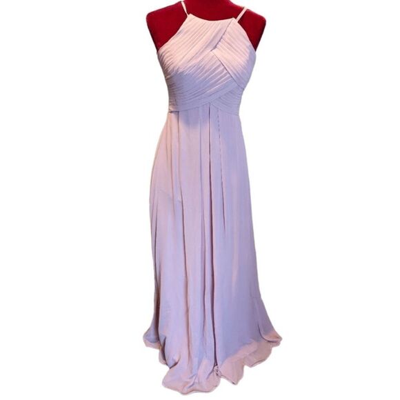 Azazie Blush Pink Princess Halter Bridesmaid Dress Size 2 - Picture 4 of 10